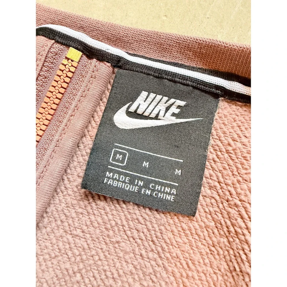 Nike Air Womens Cropped Sweatshirt Mauve Rose Gold‎ Logo Back Zip Medium